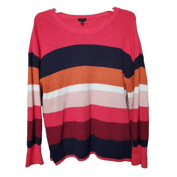 Talbots Cotton Blend Mixed Stitch Multicolor Crewneck Pullover Sweater Size XL - Picture 1 of 5